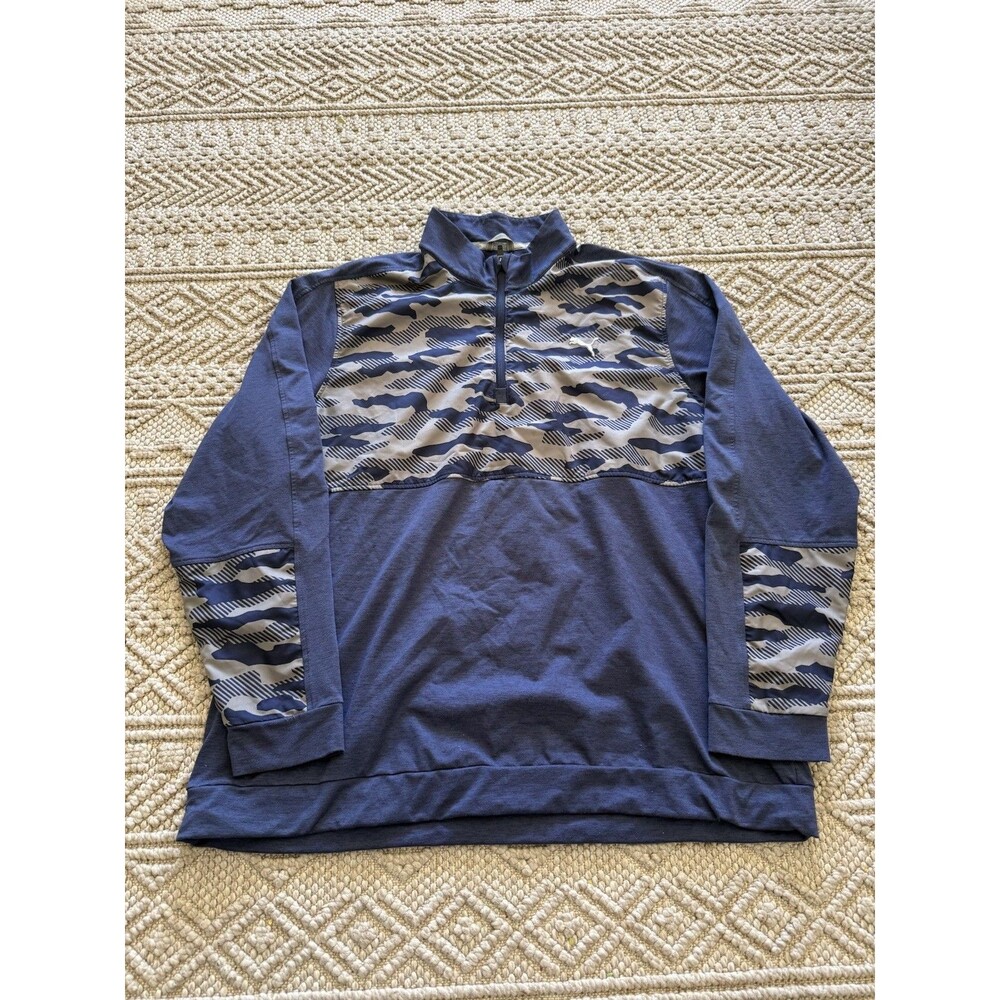 Men's Puma Warm Cell Pullover - Blue Camo - Good Condition Sz 2XL